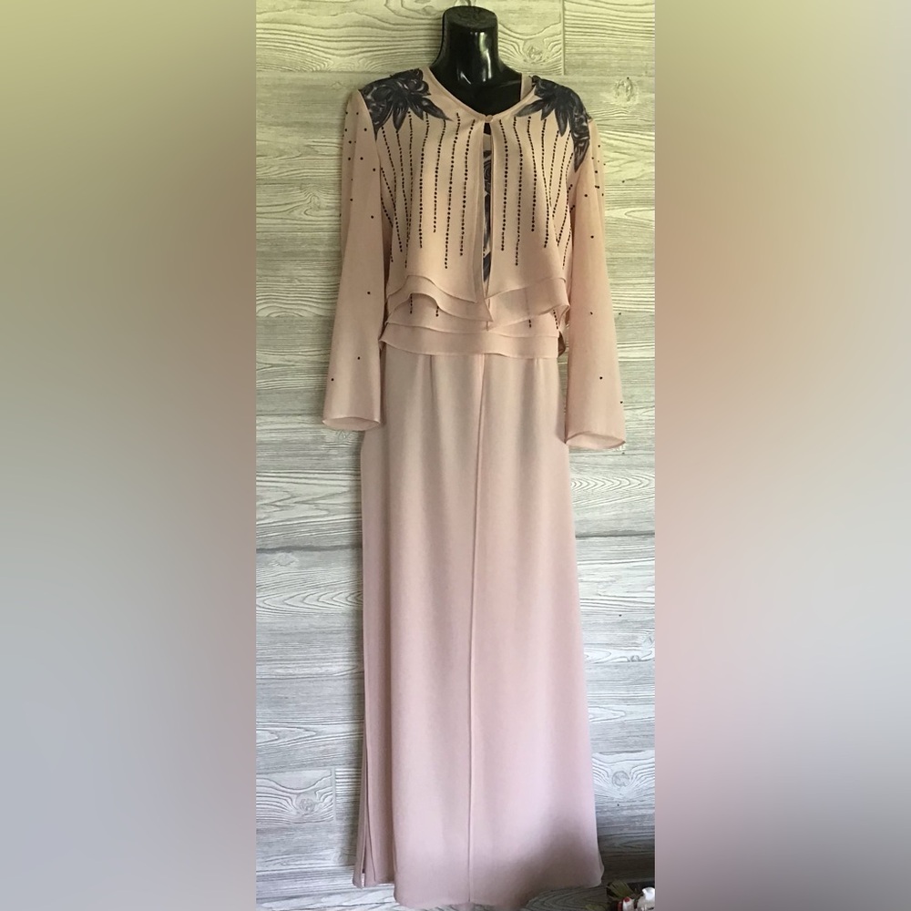 3 piece Pinky/Beige Joseph Ribkoff Formal outfit.